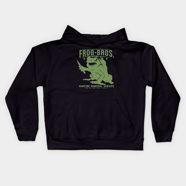 Frog Bros Vampire Removal  (dark tees) Kids Hoodie by Illustratorator